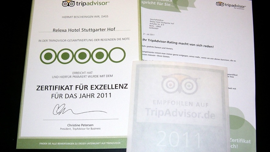 Tripadvisor - Zertifikat für Exzellenz 2011 Tripadvisor - Zertifikat für Exzellenz 2011